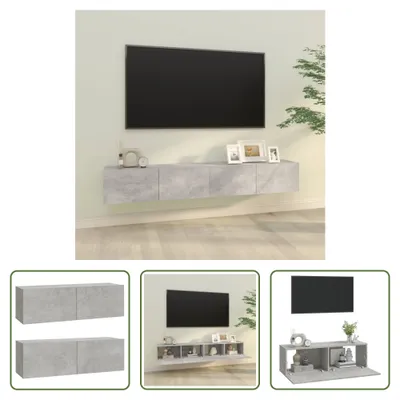 Produktbild von The Living Store TV-Wandschränke 2 Stk. Betongrau 100x30x30 cm Holzwerkstoff