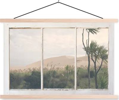 Produktbild von MuchoWow® Textilposter Aussicht - Düne - Strand 60x40 cm mit holzfarbenen Rahmen - Bilder
