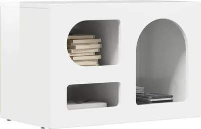 Image de Meuble TV Blanc brillant 60 x 35 x 40 cm Bois d'ingénierie