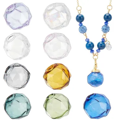 Glaskugeln 9er-Set, 1,55 cm, transparent, Loch 4,5 mm