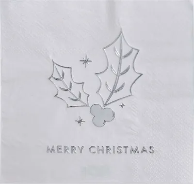 Produktbild von 16 Silber Merry Christmas Servietten