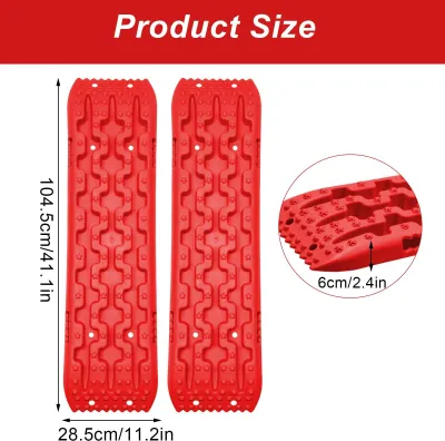 Produktbild von Bergeboards - Traktionsbretter - 2er Set - Offroad - Für Schnee Matsch Sand - Für Auto SUV Wohnmobil - Rot