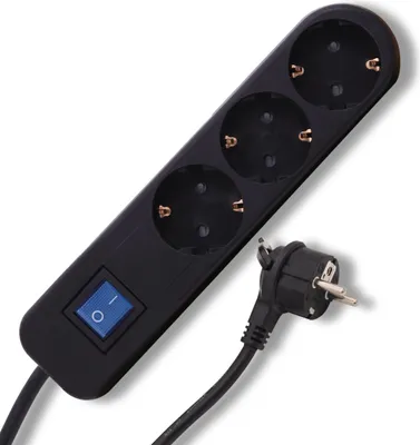Image de REV 0014340500 Multiprise avec interrupteur 3x noir avec contact de protection (0014340500)