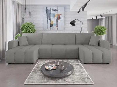 Produktbild von Couchgarnitur Sofa Sofagarnitur ALICE U in U Form mit Schlaffunktion und Bettkasten Wohnlandschaft Polsterecke Couch Wellenfederung