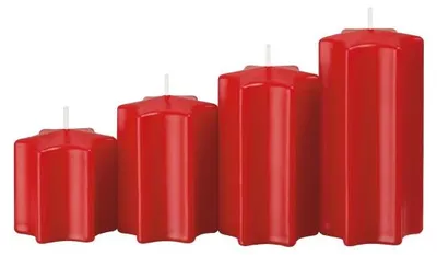 Produktbild von 4er Set Sternkerzen abgestuft Rot Ø 60 mm