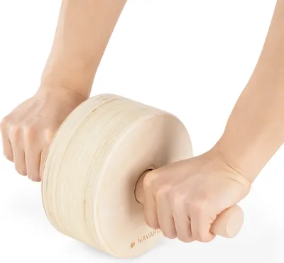 Produktbild von Navaris Bauchroller Bauchmuskeltrainer aus 100% Holz - Ab Roller Ab Wheel zur Stärkung der Bauchmuskulatur - Bauchtrainer für Oberkörpertraining