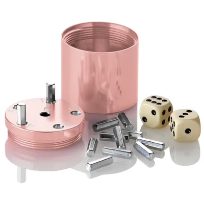 Produktbild von BestSaller 3006 SUPER SIX Würfelspiel Aluminum Sonder Edition, 36 Spielstäbchen & 2 Würfel, roségold