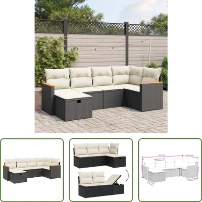 Produktbild von The Living Store 6-tlg. Garten-Sofagarnitur mit Kissen Schwarz Poly Rattan