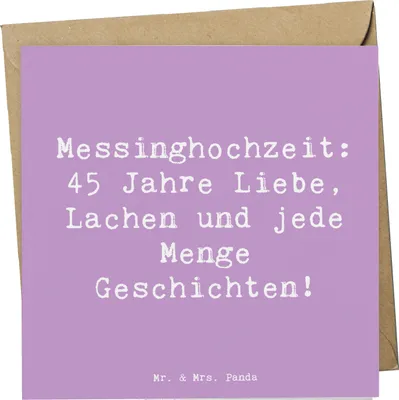 Produktbild von Mr. & Mrs. Panda Glückwunschkarte Spruch 45. Hochzeitstag Messinghochzeit - Lavendeltraum - Geschenk, Meilenstein, Heiraten, Klappkarte, faltkarte, Grußkarte, Jubiläum