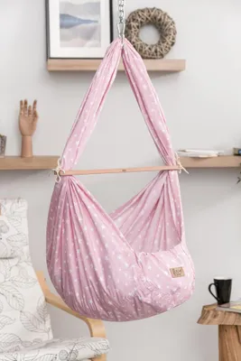 Produktbild von Baby FEDERWIEGEN Einschlafhilfe ruhiger & erholsamer Schlaf | weiße Sterne pink