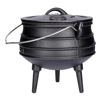 Obrázok produktu pre Hrniec Potjie (cca 3 litre) Juhoafrický liatinový trojnohý hrniec na oheň Dutch Oven s pokrievkou a nožičkami, trojnohý hrniec na dusenie