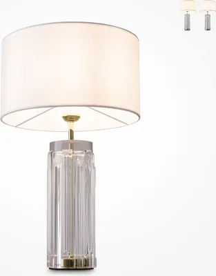 Image de Lampe de table, métal, verre, or, H 52 cm
