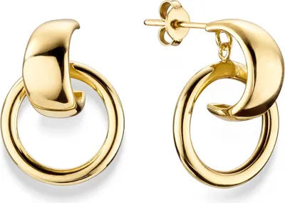 Produktbild von Paar Ohrstecker Halbcreolen mit Kreis 23,5x17mm aus 585 Gold Gelbgold glänzend