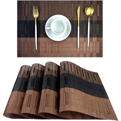 Produktbild von 4er Set Abwischbare Tischsets – Wasser- & Ölbeständige Platzdeckchen für Restaurant & Küche, Hitzebeständig, Braun