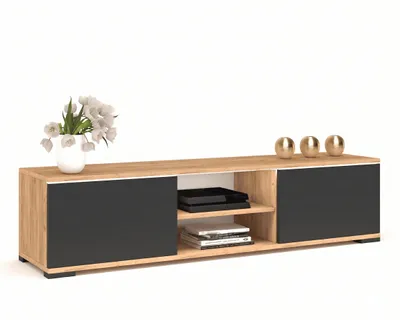 Produktbild von Fernsehschrank TV-Lowboard KING STEHEND Mit LED Craft Eiche/Schwarz 160cm