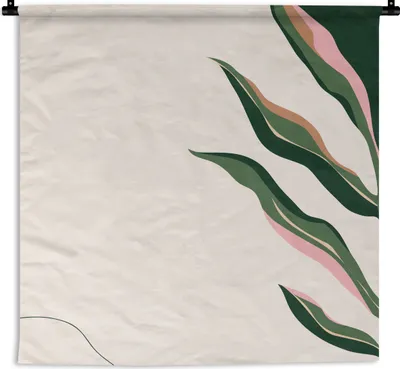 Produktbild von MuchoWow® Wandteppich Wandbehang Design - Blatt - Grün - Abstrakt 150x150 cm Tapisserie Dekoration Wandtuch - Wohnaccessoires - Modernes