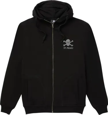 Produktbild von FC St. Pauli Kapuzenjacke Totenkopf, Offizieller Fanartikel, Schwarze Hoodie mit Print, Baumwolle GOTS