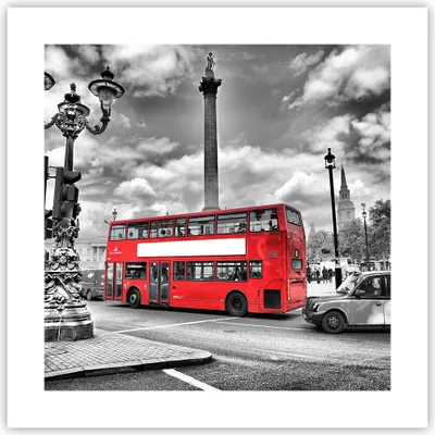Produktbild von Poster - Poster ohne Rahmen - Trafalgar Platz Taxi London - 40x40 cm - Wand Bild - Wanddeko - Wandbilder - Kunstposter - Wandposter - Bilder - Kunstdruck - Wanddekoration - Wandbild - P2XAC40x40-0488