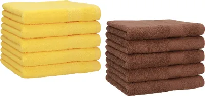 Produktbild von Betz 10 Stück Gästetücher 30x50 cm PREMIUM 100% Baumwolle Set Farbe: gelb und nuss