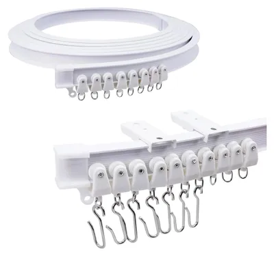 Produktbild von 4 m Deckenvorhangschiene, biegbare und flexible Vorhangschiene, Deckenmontage, Vorhangschienen und Beschläge für Erkerfenster, Dusche, Raumteiler, Wohnmobilschiene, Weiß