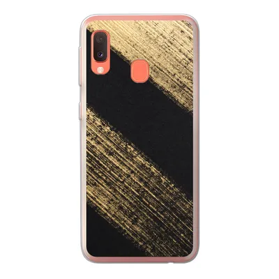 Produktbild von MuchoWow® Handyhülle Schutzhülle Hülle für Samsung Galaxy A20e Goldene Farbstreifen auf schwarzem Hintergrund Silikon Softcase Handy Hülle - Abdeckung