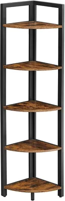 Produktbild von Eckregal – Bücherregal – Metall und Spanplatte – braun/schwarz – 30 x 30 x 150 cm