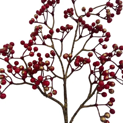Produktbild von 2474U Beerenzweig Rot Gold, Künstlicher Beerenpick, 76 cm