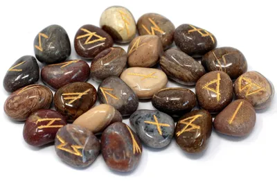 Imagen del producto de Juego de Runa de la India en bolsas - Jaspe de lujo