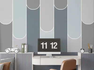 Zdjęcie produktu dla DECO WALLS Tapeta do pokoju dziecięcego pastelowy wzór w jodełkę - Wyjątkowa trwałość XXL 240x360 cm
