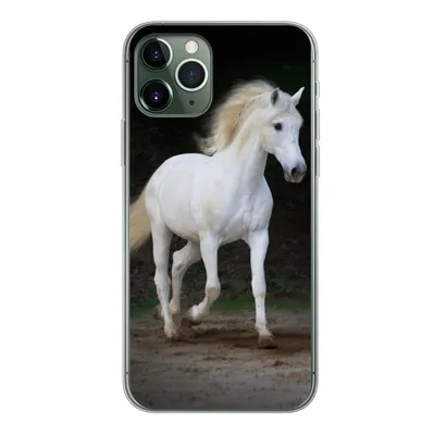 Produktbild von MuchoWow® Handyhülle Schutzhülle Hülle für iPhone 11 Pro Pferde - Sand - Dunkel Silikon Softcase Handy Hülle - Handy