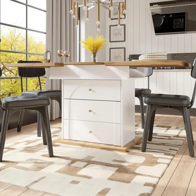 Produktbild von Esstisch Teleskoptisch 110-140x80cm klappbar ausziehbar weiß