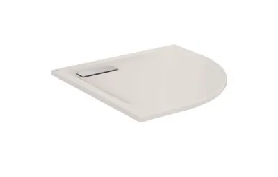 Image de Douche à plat quart de cercle Ideal Standard, modèle Ultra Flat, nouvelle génération, intégration au sol, référence T449101, couleur blanche (Alpin)