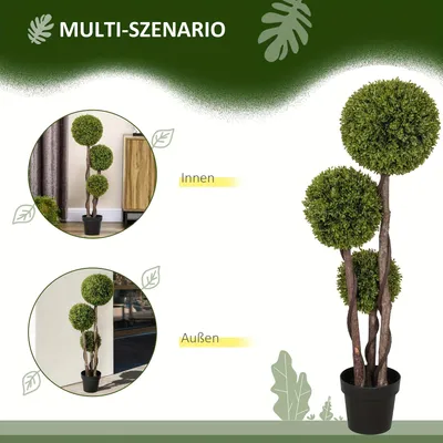 Obrázok produktu pre Dekoratívna umelá rastlina – 115 cm vysoký umelý boxwood v kvetináči, vhodný do kancelárie a obývačky