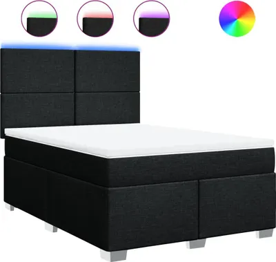 Productafbeelding van vidaXL Boxspringbed met matras, zwart, 140x190 cm, gestoffeerd