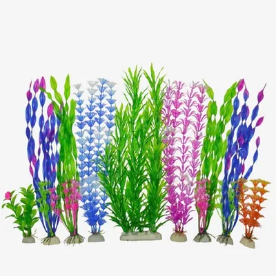 Image de Kit de décoration pour aquarium - Ensemble de plantes en plastique (7 pièces)