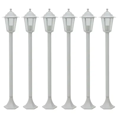 Image de Lampe de jardin à piquet 6 pcs E27 110 cm Aluminium Blanc