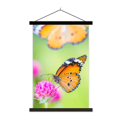 Produktbild von MuchoWow® Textilposter Insekten - Schmetterlinge - Blumen 60x90 cm mit schwarzem Rahmen - Poster Wohnzimmer