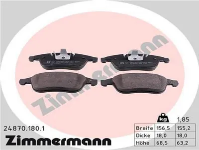 Produktbild von ZIMMERMANN Bremsbeläge Satz Vorne Bremsklötze für RENAULT LAGUNA III Grandtour (KT0/1) 24870.180.1