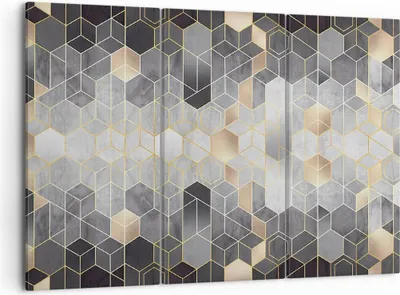 Produktbild von Bild auf Leinwand - Leinwandbild - 3 Teile - Geometrisch Abstraktion Sechsecke - 105x70cm - Wand Bild - Wanddeko - Wandbilder - Leinwanddruck - Bilder - Wanddekoration - Leinwand bilder CE105x70-4776