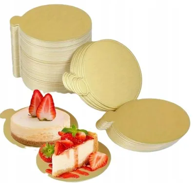 Obrázek produktu pro Podložky pod monoporce zlaté 8 cm kartonové podtácky na dezerty 100 ks