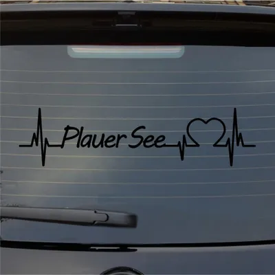 Produktbild von Heckscheibenaufkleber Plauer See Herzschlag Puls See Sea Liebe 55x14 cm Schwarz Glanz Auto Aufkleber Sticker