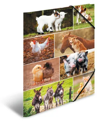 Immagine prodotto di Cartellina A3 in cartoncino con animali della fattoria, confezione da 3 pezzi