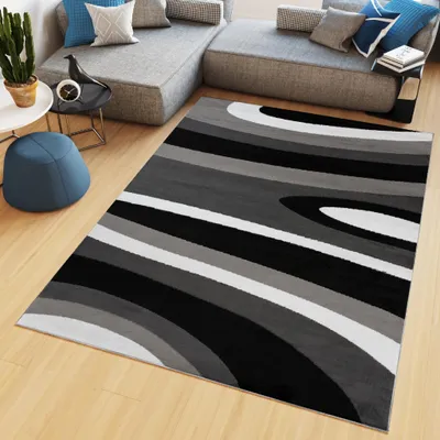 Immagine prodotto di Tappeto Tapiso MAYA Moderno Crema Grigio Nero Camera da letto ÖKOTEX 300 x 400 cm