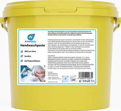 Produktbild von KaiserRein Handwaschpaste 10 L Eimer gelb Werkstatt, Hobby, fett und Öl lösende Handwaschpaste Hand-Reiniger Händereiniger