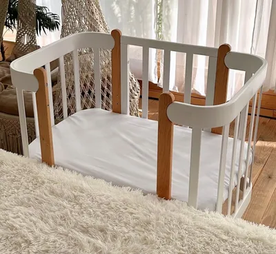 Image de Casa Padrino Luxe Lit bébé en bois massif Gris / Naturel 95 cm