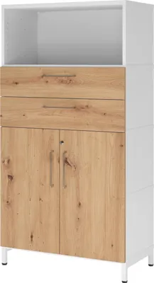 Produktbild von Hammerbacher Kombischrank FlexWall 4OH Sockel weiß/asteiche