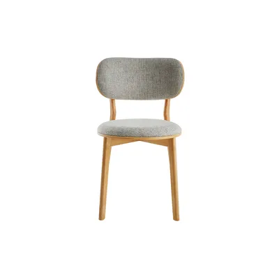 Produktbild von Miliboo - Skandinavische Stühle aus hellem Holz und grauem Stoff (2er-Set) FAUVETTE