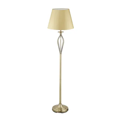 Zdjęcie produktu dla Lampa parasolowa Relaxdays, dekoracyjna lampa stojąca z włącznikiem, styl retro, oprawka E27, lampa dekoracyjna, wymiary: 158 x 39 cm, złota