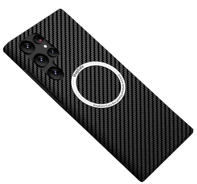 Image de Pour Samsung Galaxy S25 Ultra 5G MagSafe Design Coque ultra fine en carbone texturé noir