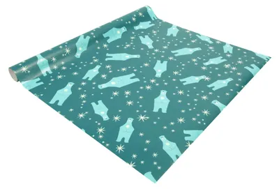 Produktbild von SIGEL GP119 Weihnachts-Geschenkpapier Polar bear with candle - petrol, weiß - 5 m x 500 mm